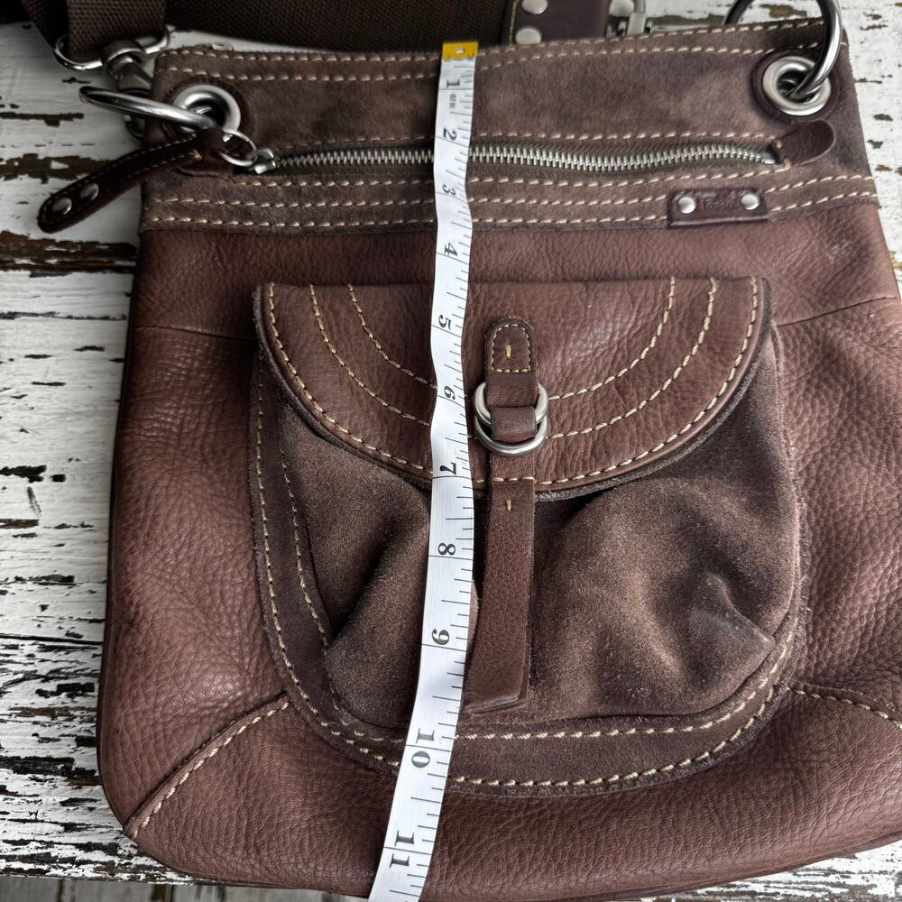 Vintage Fossil Crossbody Saddle Bag Brown Suede Leather Purse Boho Y2K 10x11.5” - Picture 3 of 12